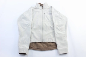 Moisture Wicking Technology Dual Zipper System Women's The North Face Embroidered Logo Off White Zip Up Jacket
