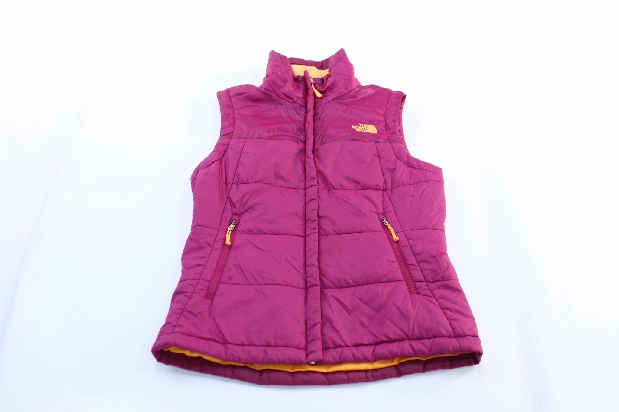 Women's The North Face Embroidered Logo Purple Puffer Vest FullLengthZip Weather Guard