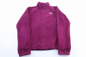Women's The North Face Embroidered Logo Purple Zip Up Jacket Smart Casual Relaxed Edge