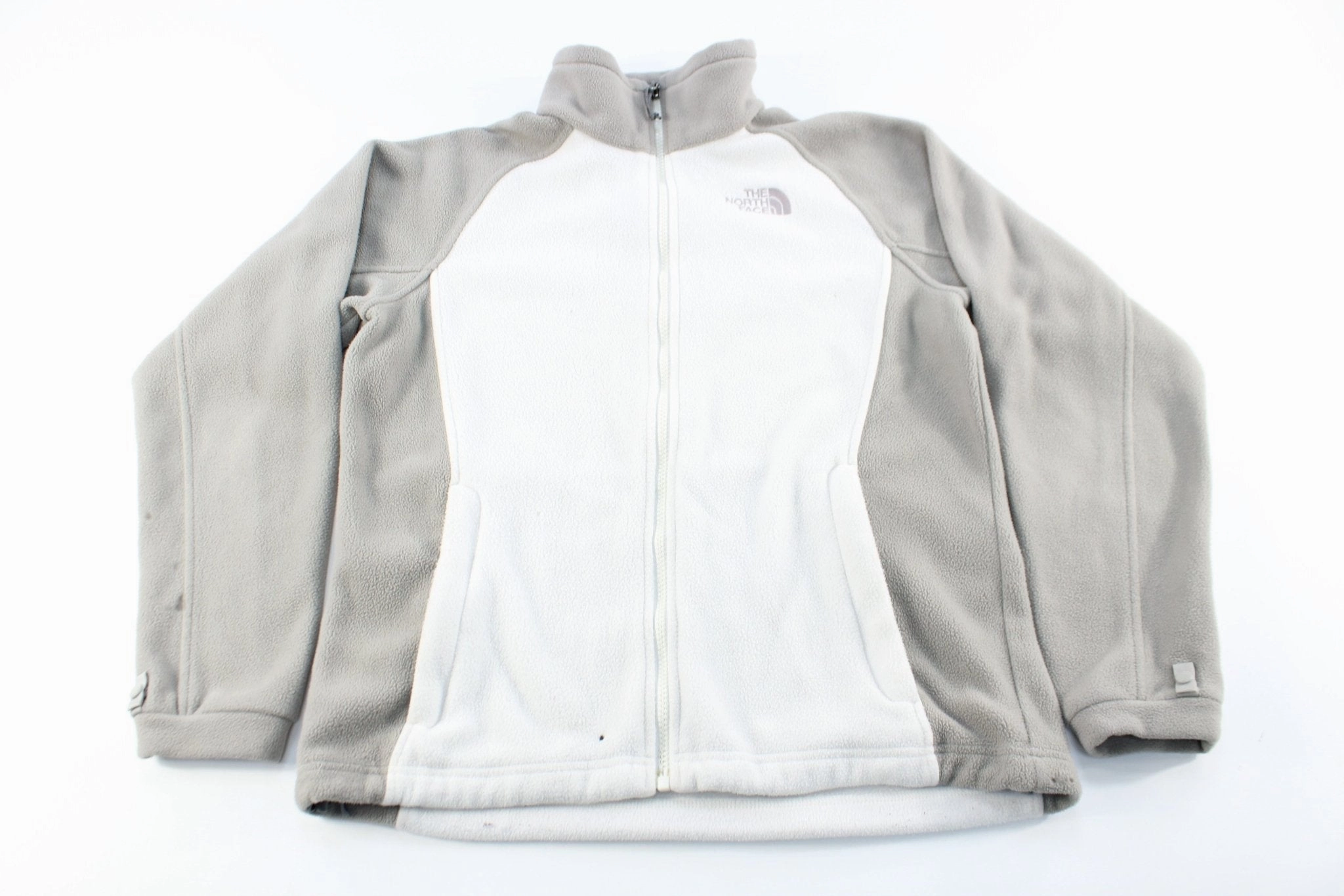 Resist Reservation Women's The North Face Embroidered Logo White & Light Grey Zip Up Jacket