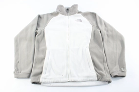 Resist Reservation Women's The North Face Embroidered Logo White & Light Grey Zip Up Jacket