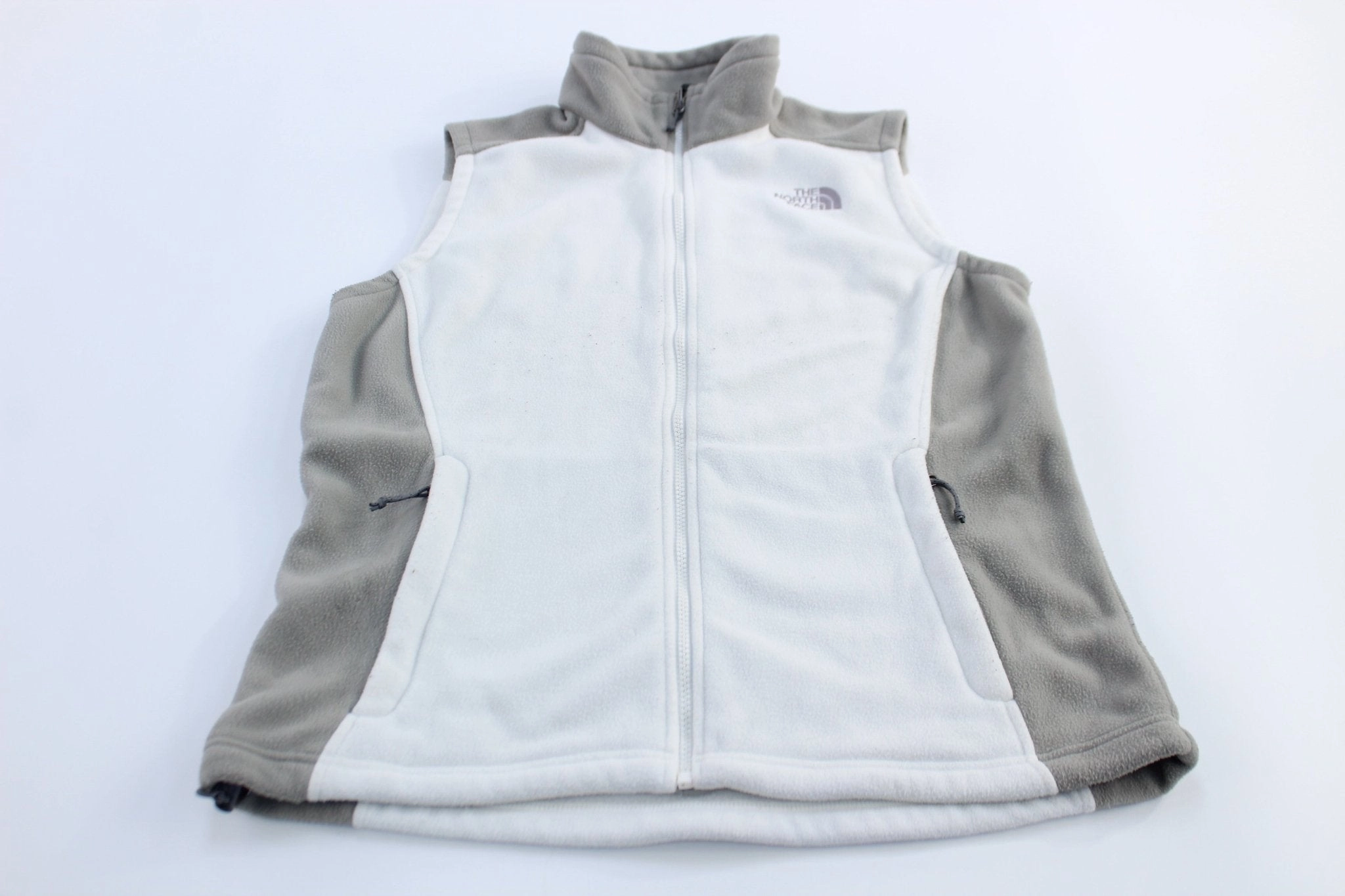 Women's The North Face Grey & White Fleece Zip Up Jacket Soft Interior Lining