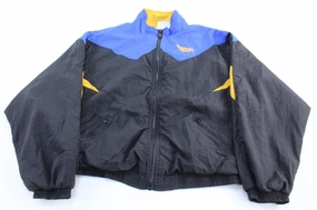 Action Insulated Wear Women's Vintage Reebok Embroidered Logo Blue, Black, & Yellow Zip Up Jacket