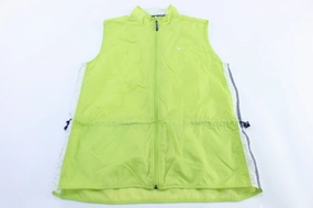 activity Tear Resistant Panels Women's Y2K Nike Embroidered Logo Neon & White Zip Up Vest