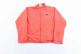 Zippered Closure Lightweight insulation Women's Adidas Embroidered Logo Pink & Black Striped Zip Up Jacket