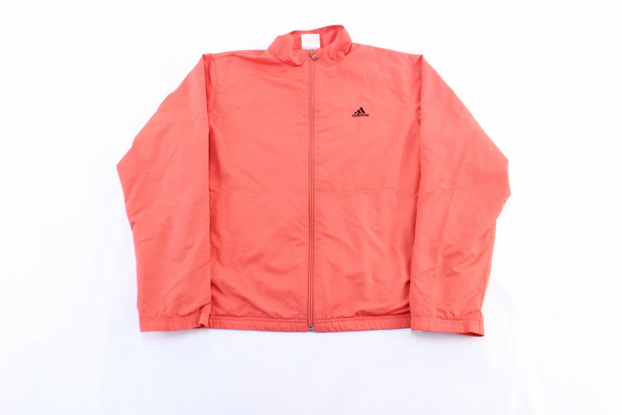 Zippered Closure Lightweight insulation Women's Adidas Embroidered Logo Pink & Black Striped Zip Up Jacket