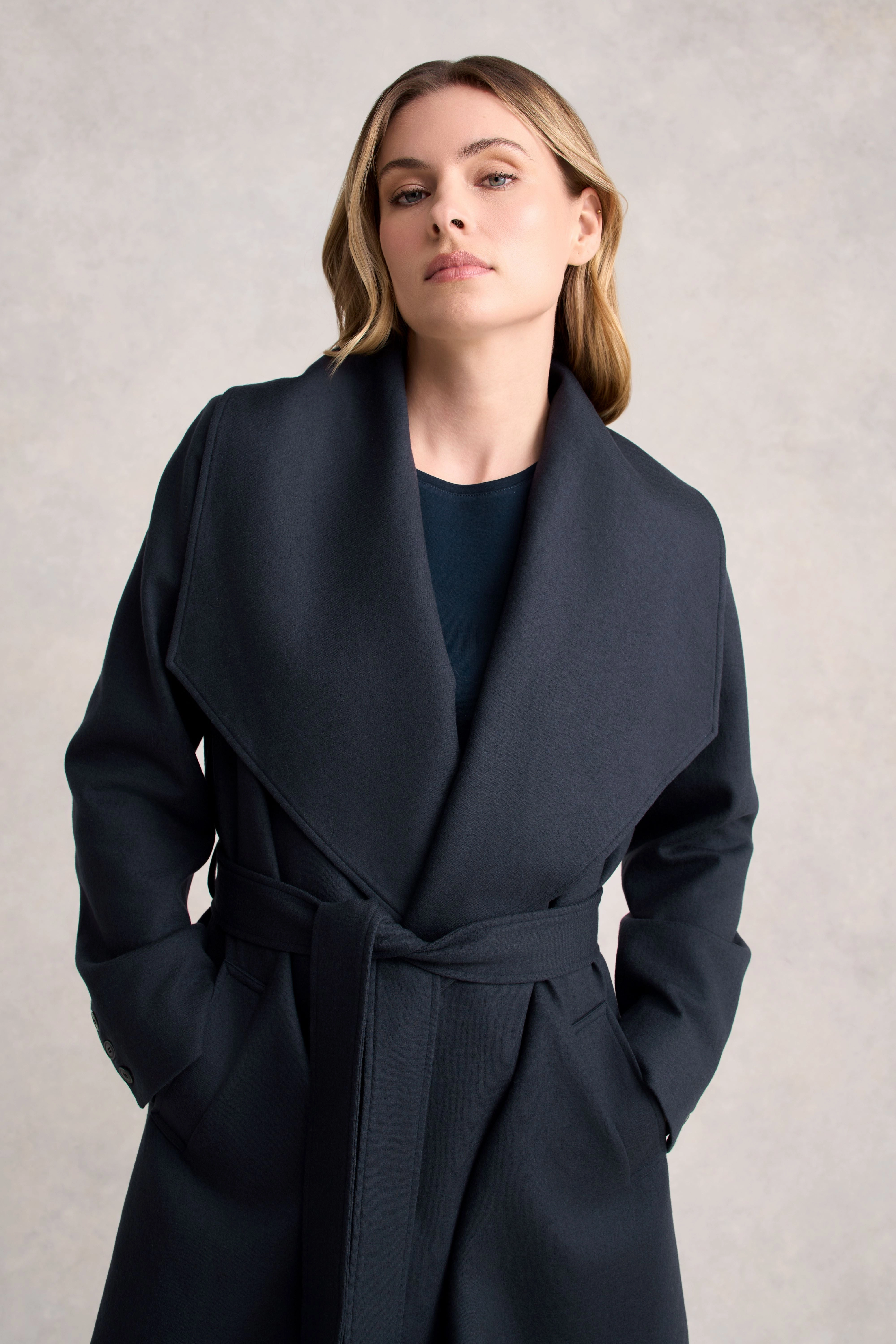 Cashmere Blend Wool Coatigan - Steel Grey