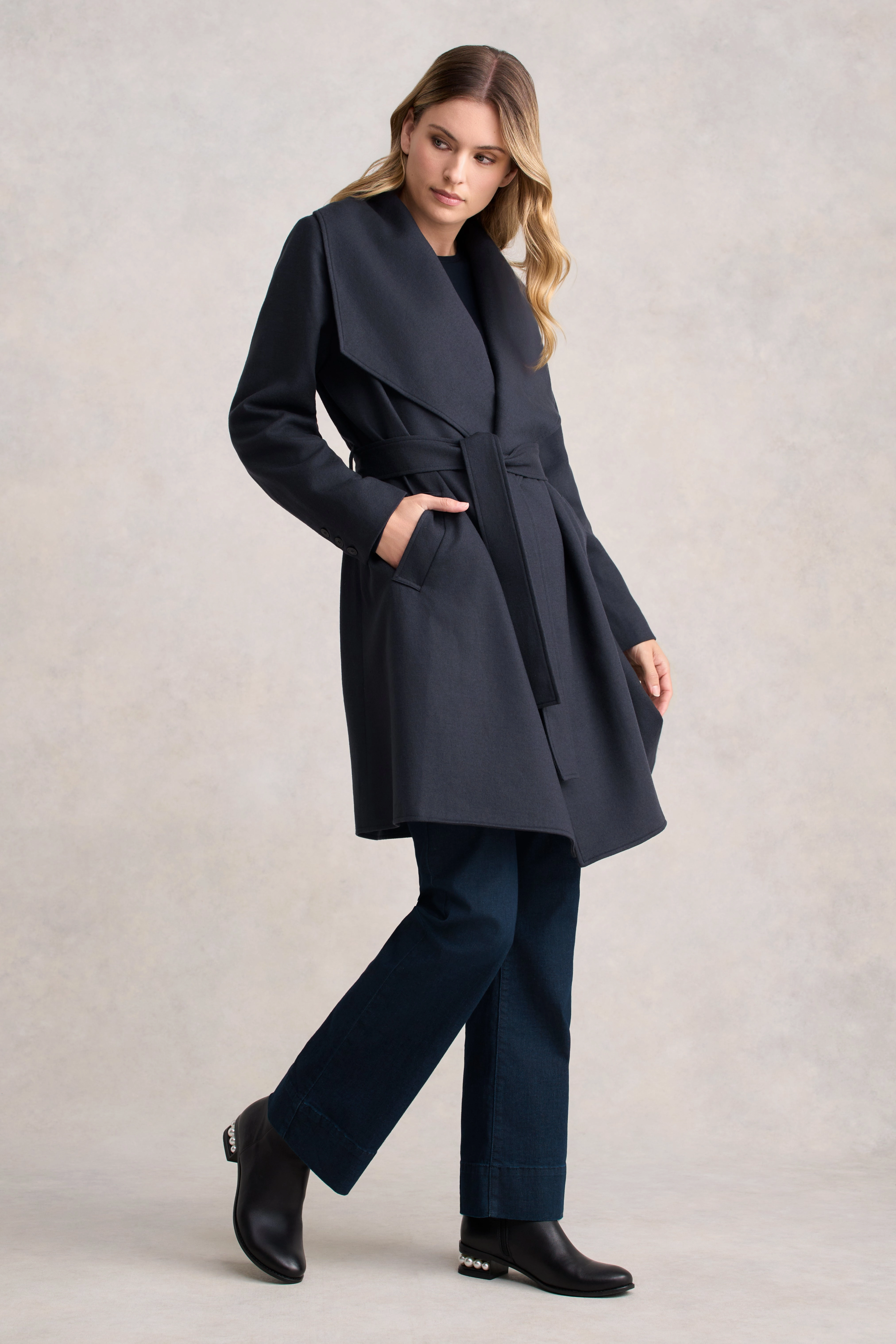 Zippered Closures Wool Coatigan - Steel Grey