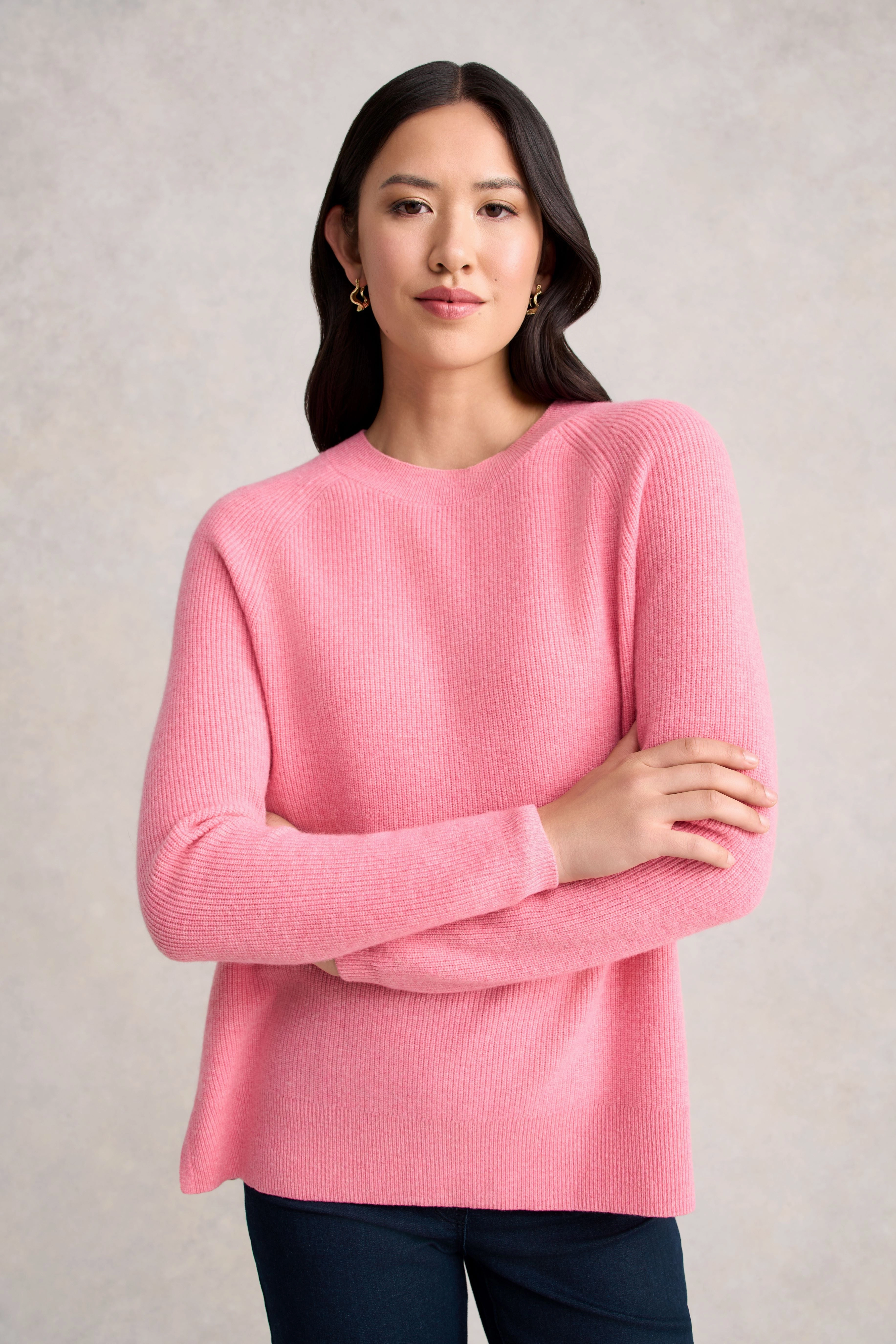 Wool Rib Knit - Pink White Marle Classic Layer