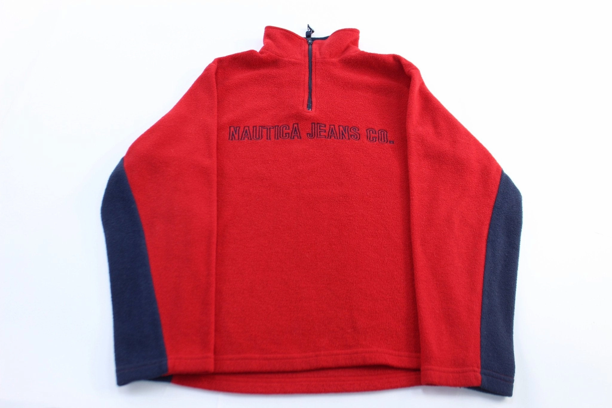 Nautica Jeans Co. Embroidered Red & Blue Fleece Pullover Honor Outdoor Lifestyle