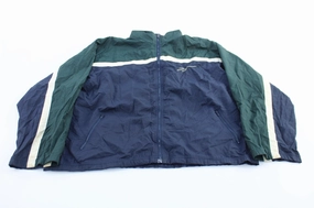 Reebok Embroidered Logo Blue, Green, & White Zip Up Jacket movement OversizedFit