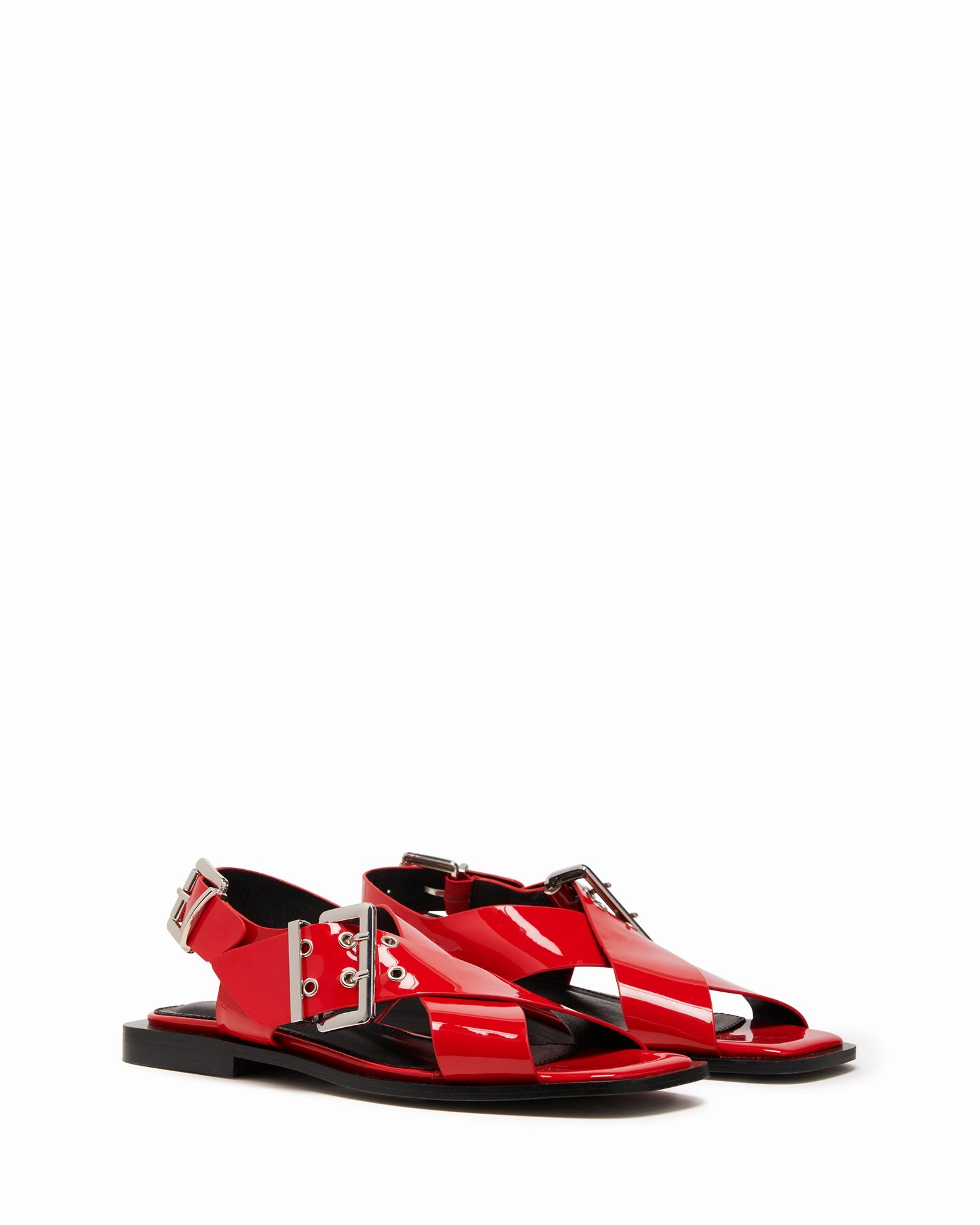 Easy Slingback Flat Red Patent Street Mood