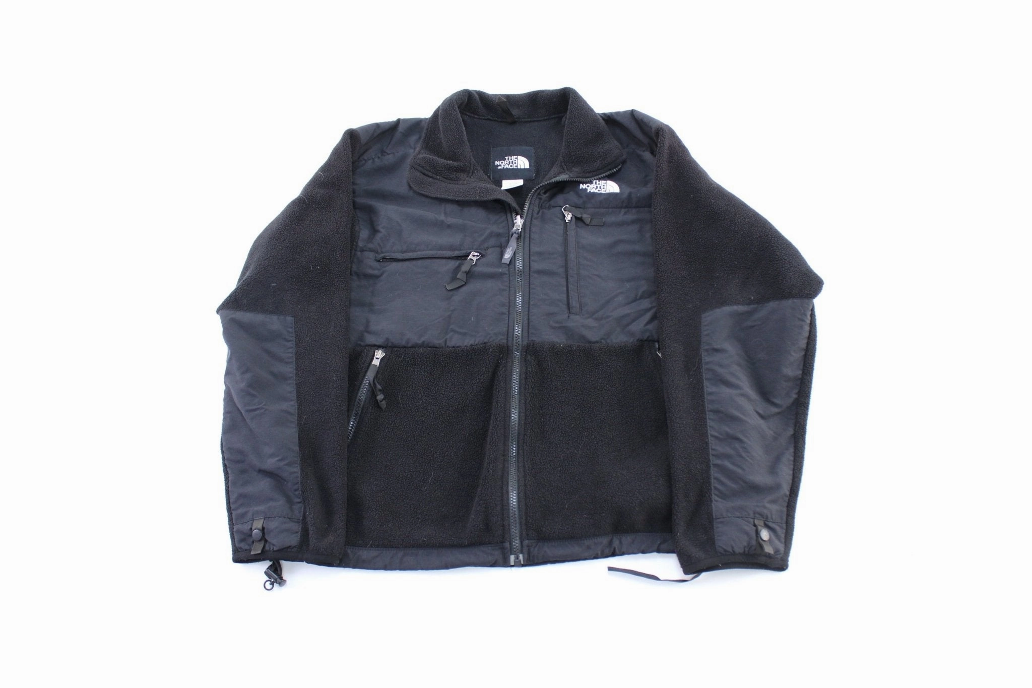 The North Face Embroidered Logo Black Zip Up Jacket Adjustable Leather