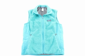 Women's Patagonia Logo Patch Turquoise Fleece Zip Up Vest Quality Assurance bike tour