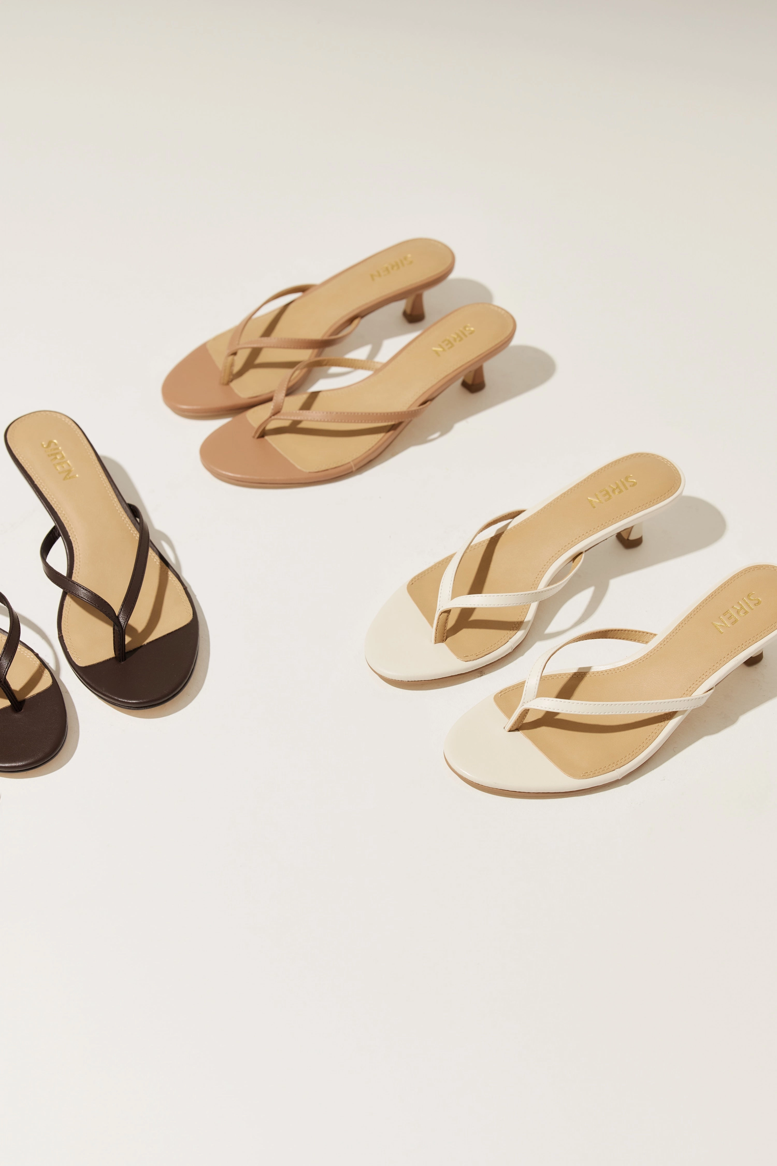 Xabi Kitten Heel Thongs - Almond Tan Leather quick dry