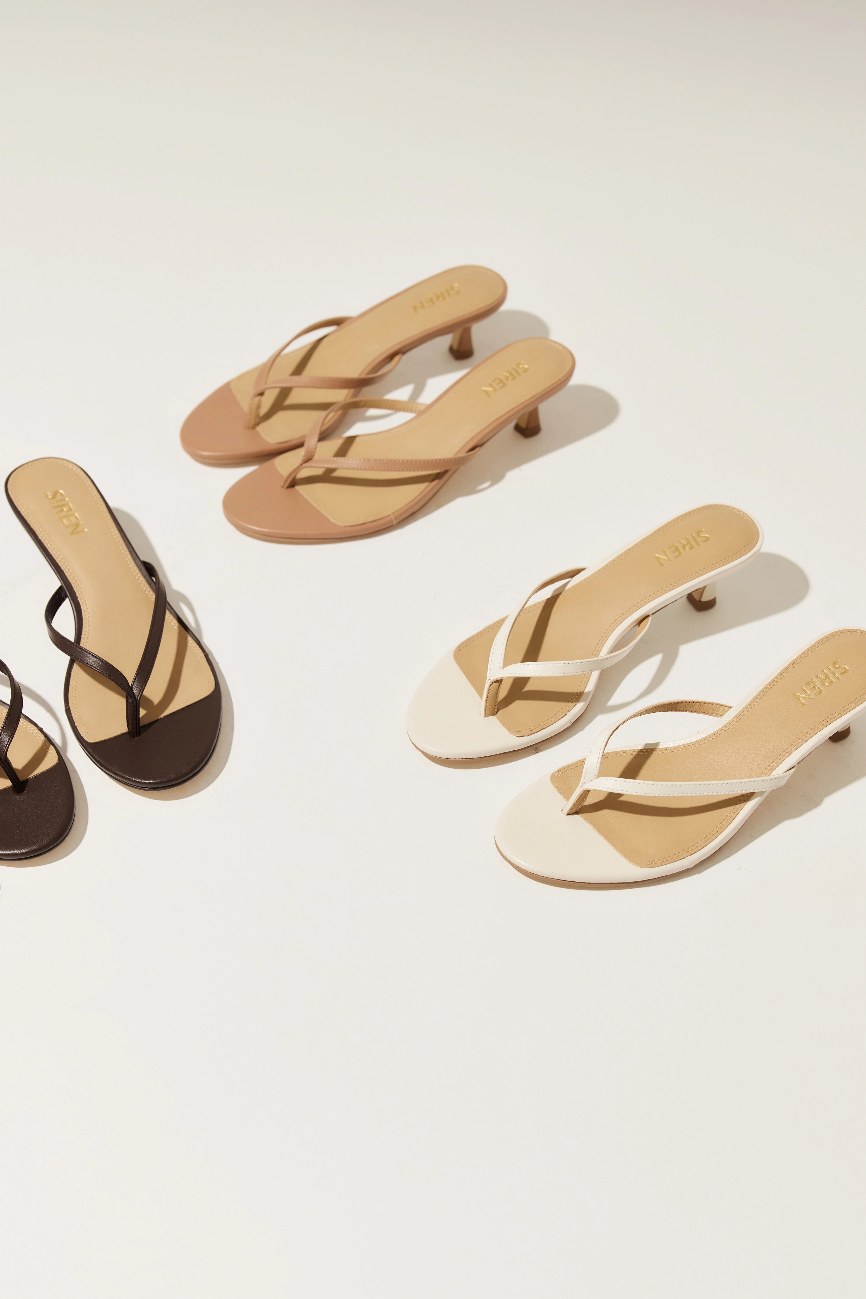 Fit All Full Range Xabi Kitten Heel Thongs - Chocolate Brown Leather