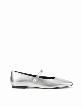 Comfort Cushion Xandria Square Toe Ballets - Silver Metallic Leather