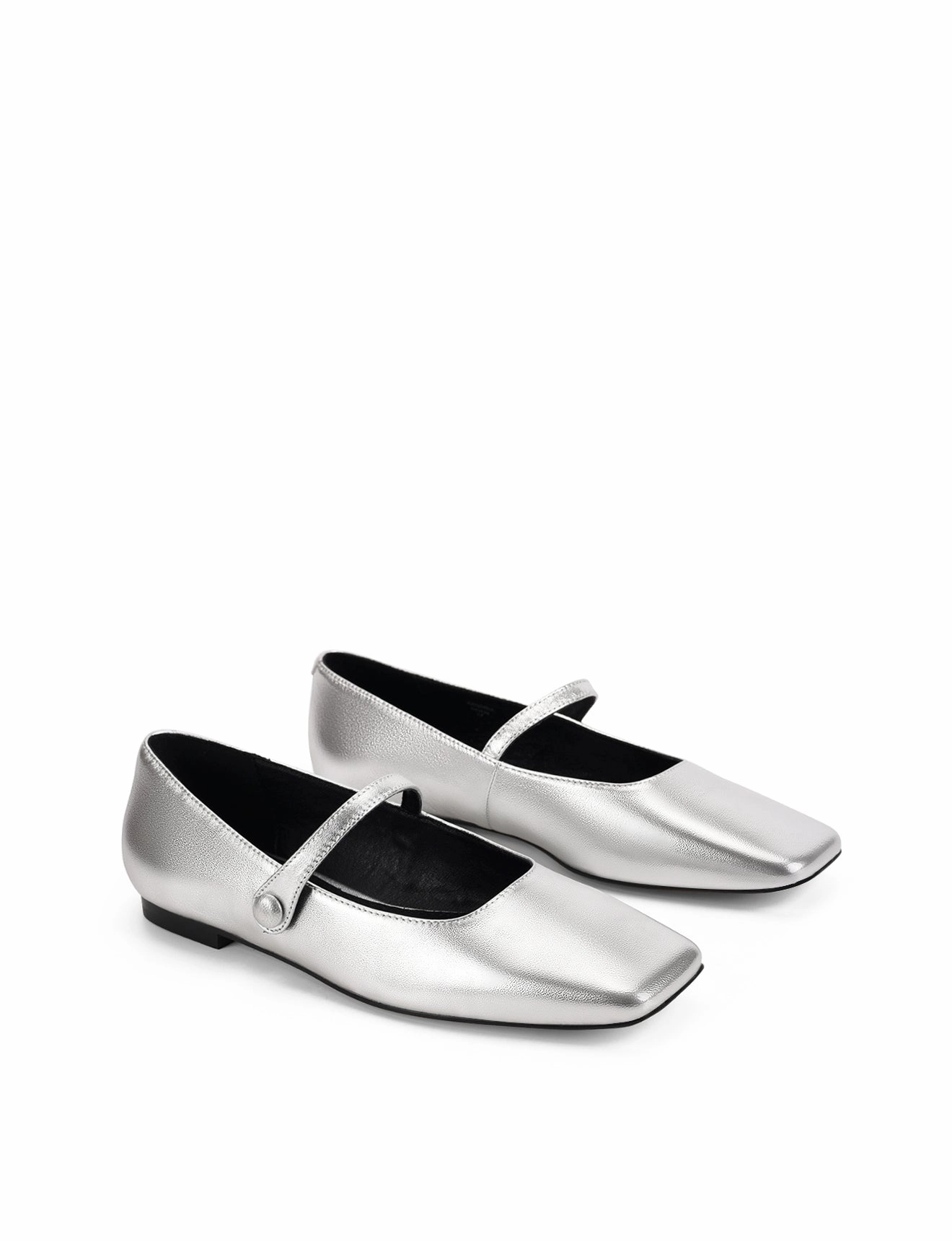 Xandria Square Toe Ballets - Silver Metallic Leather Boutique Mood Rock Glow