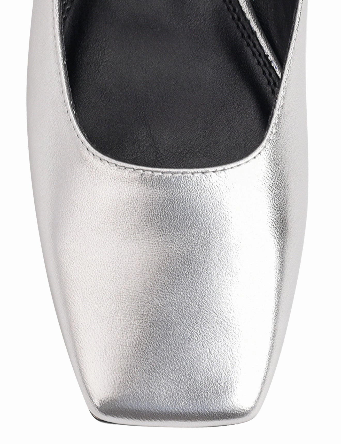 work commute Minimal Core Xandria Square Toe Ballets - Silver Metallic Leather