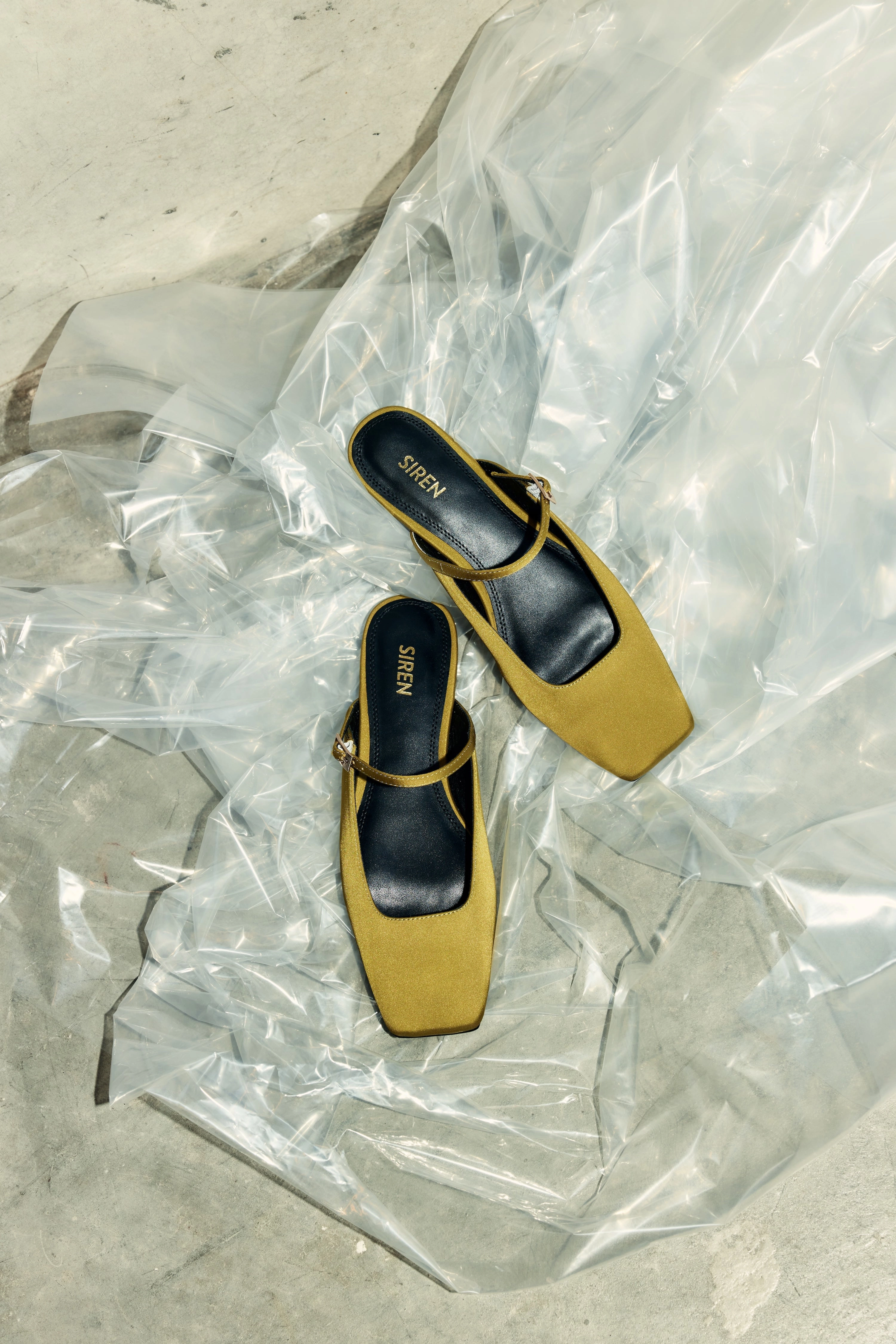 Xanthe Mary Jane Mules - Green Satin River Step