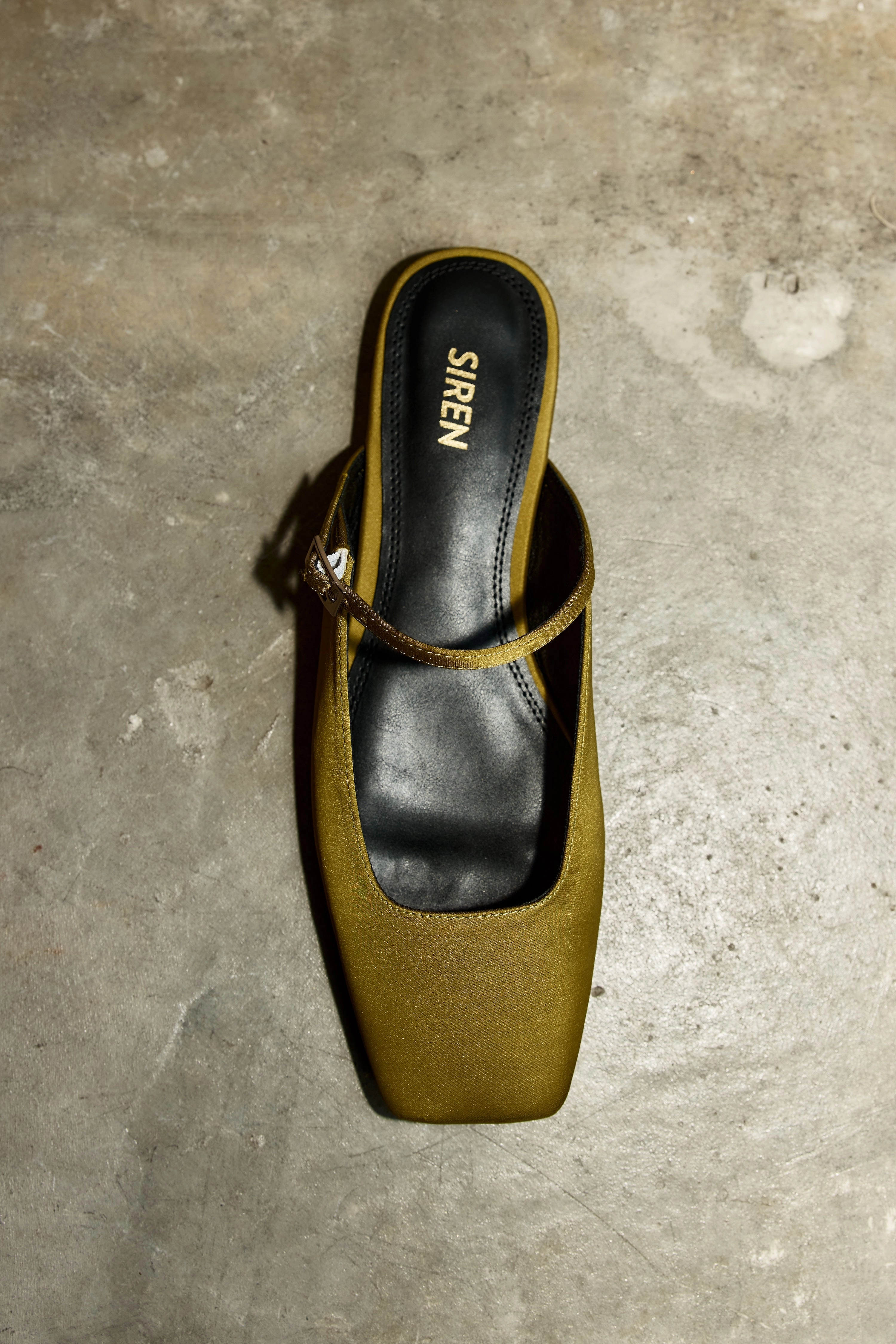 Xanthe Mary Jane Mules - Green Satin Look Style Cozy Cushioning