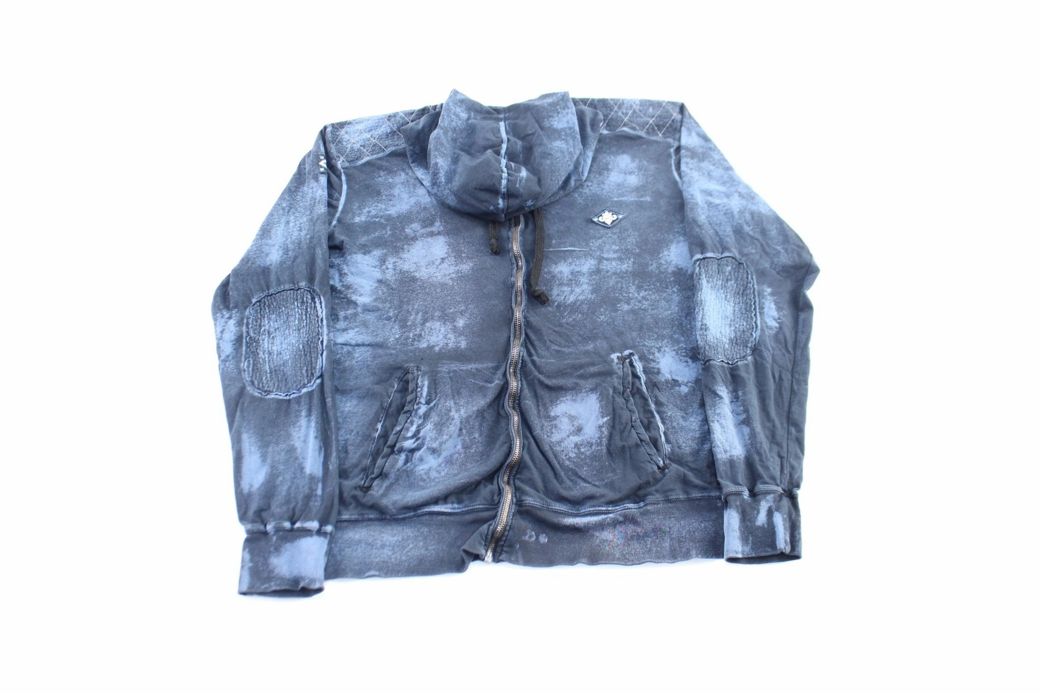 Flexible Motion Fitted Y2K Affliction Embroidered Blue Zip Up Hoodie