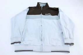 Y2K Ecko Unltd. Embroidered Light Grey & Brown Track Jacket Trail Friendly Sleek Layer