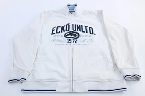 Convertible Sleeve Options Poise Y2K Ecko Unltd. White Full Zip Track Jacket