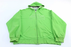 Y2K Nike Air Embroidered Logo Green Full Zip Hoodie Variable Baffle Sizing