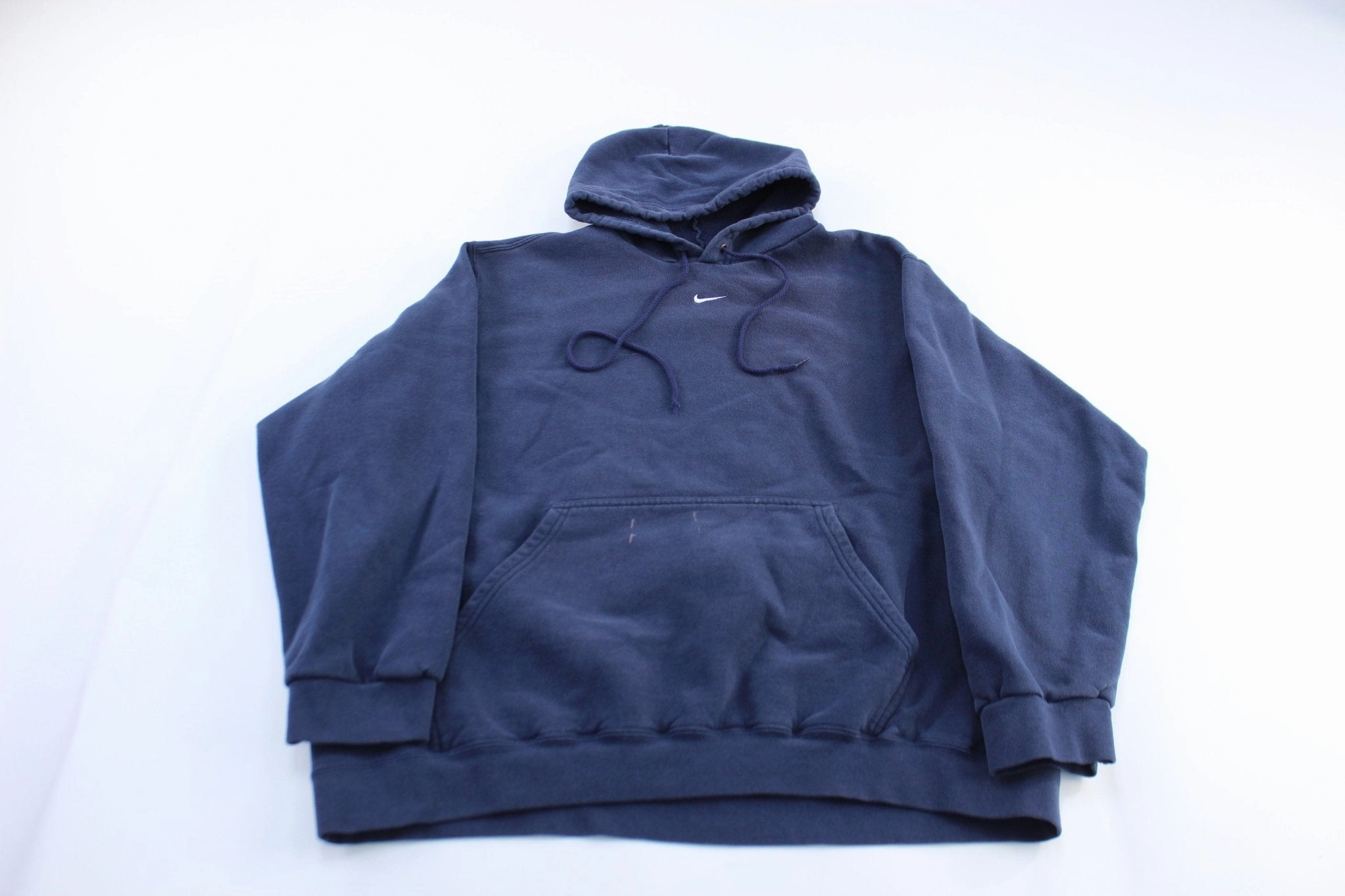 Y2K Nike Embroidered Center Swoosh Logo Blue Pullover Hoodie Protective Outerwear Inspire