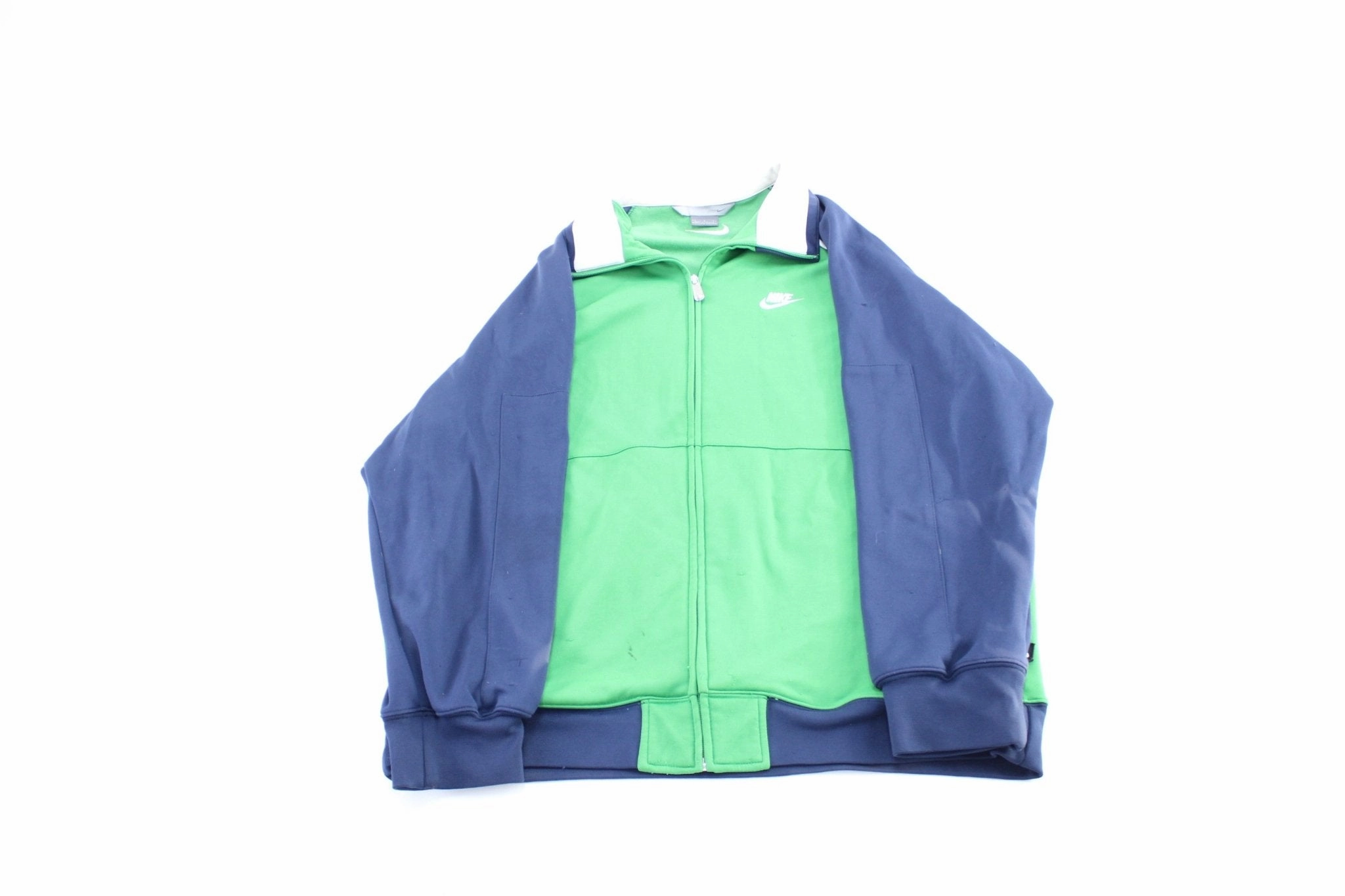 Y2K Nike Embroidered Logo Blue & Green Track Jacket Premium Layer Chilly Day Wear
