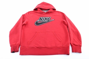 Y2K Nike Embroidered Logo Red Pullover Hoodie Essential Shield