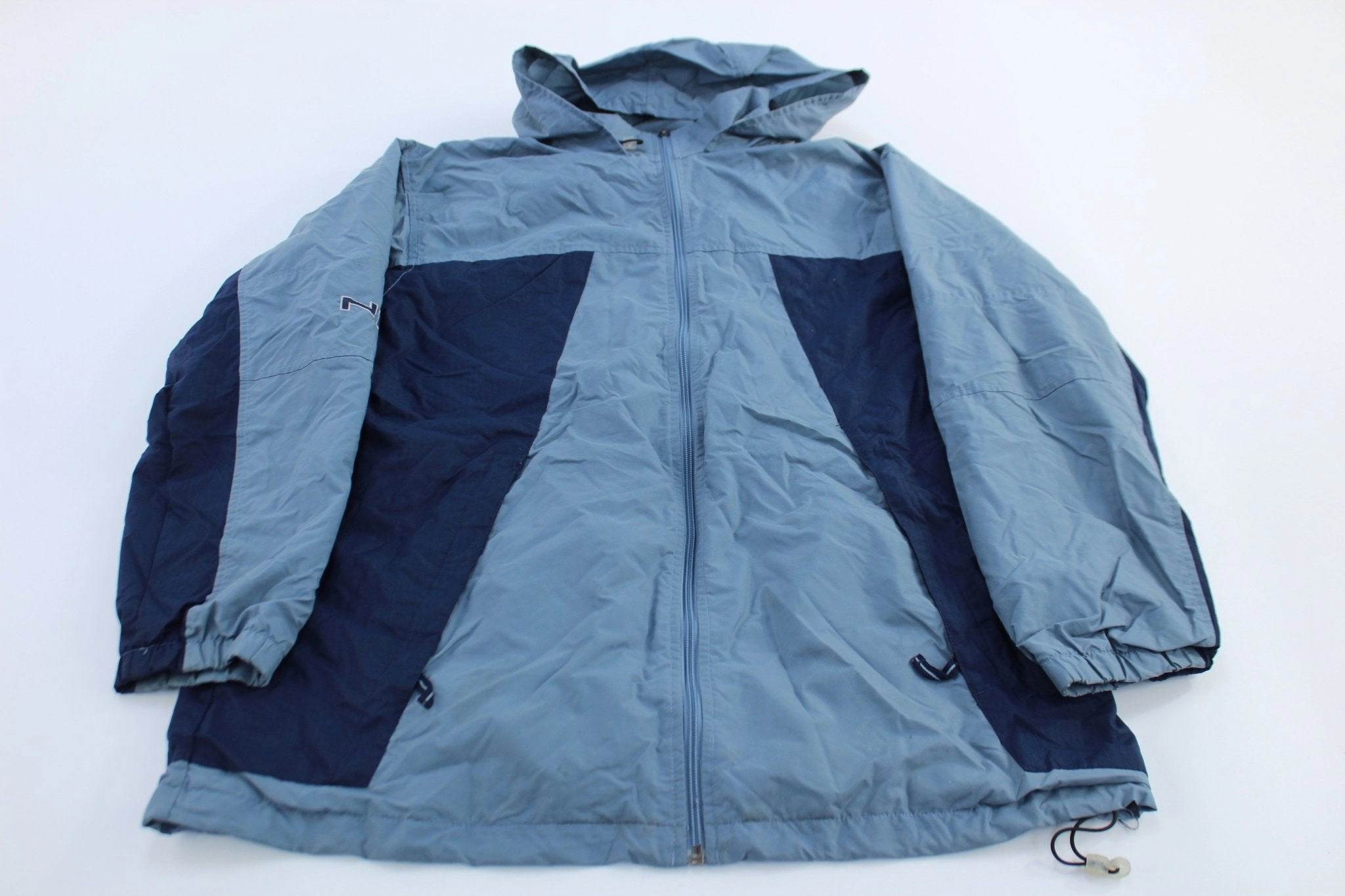 Rugged Protection Reliable Protection Y2K Nike Embroidered Spellout Logo Blue Hooded Jacket