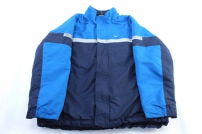 Y2K Nike Embroidered Swoosh Logo Blue & Grey Zip Up Jacket Lotion