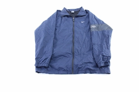 High Collar Design Y2K Nike Logo Blue Windbreaker Zip Up Jacket