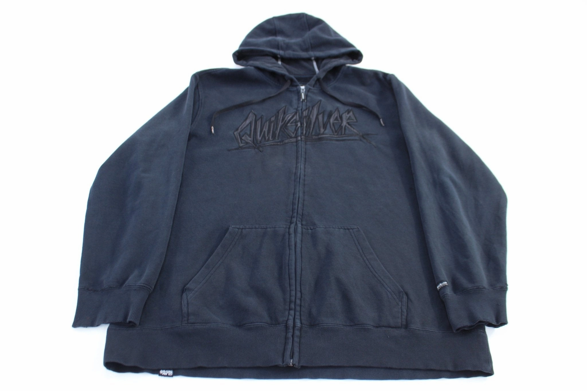 Y2K Quiksilver Embroidered Black Full Zip Hooded Jacket polka dotted Custom