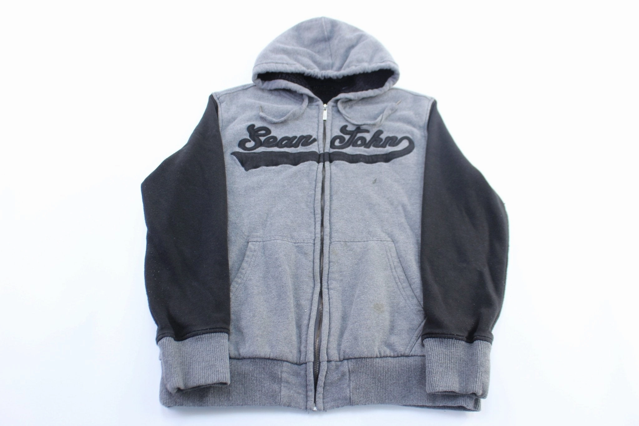 Notice Autumn Y2K Sean John Embroidered Grey & Black Zip Up Hoodie