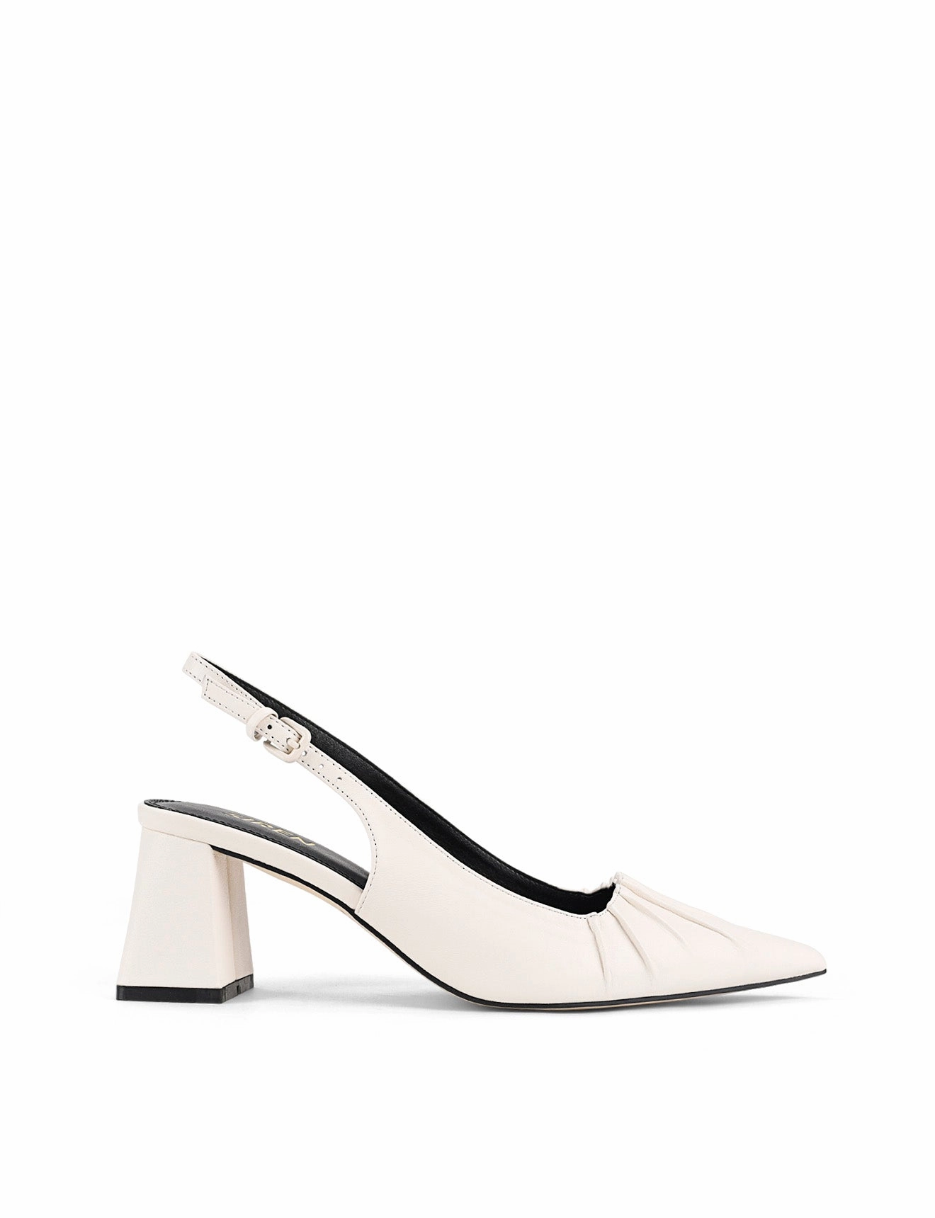 Foot Step Bag Fit Yabell Slingback Block Heels - Chalk White Leather