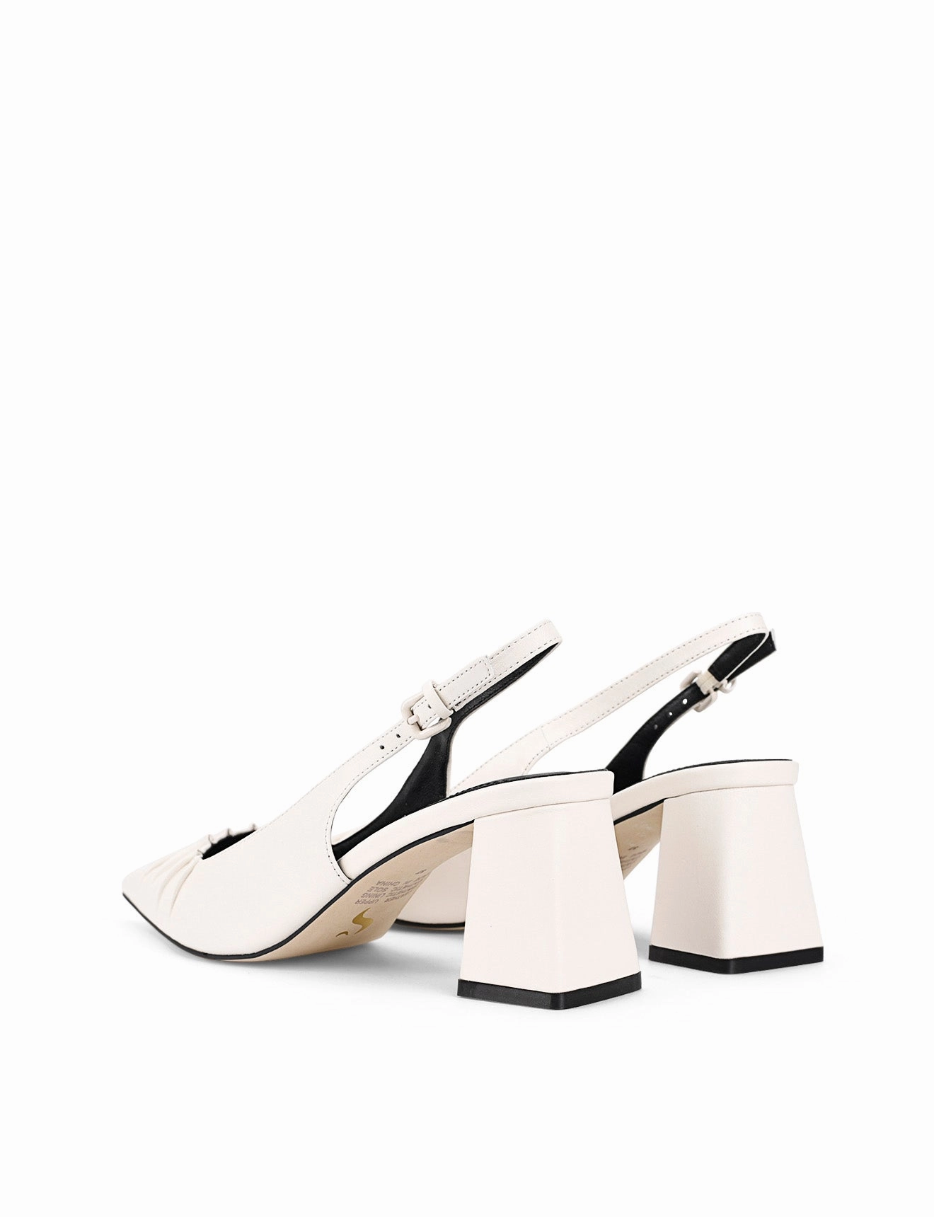 Wipe Easy Yabell Slingback Block Heels - Chalk White Leather