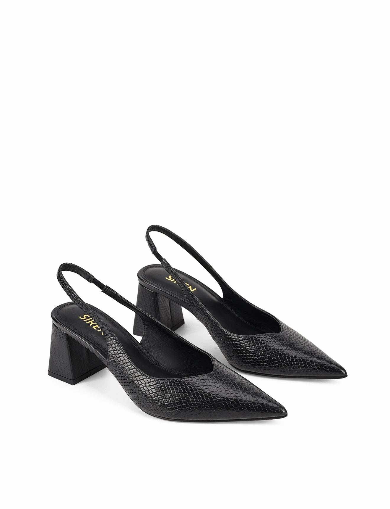 Yankee Slingback Block Heel - Black Snake Leather City Shop