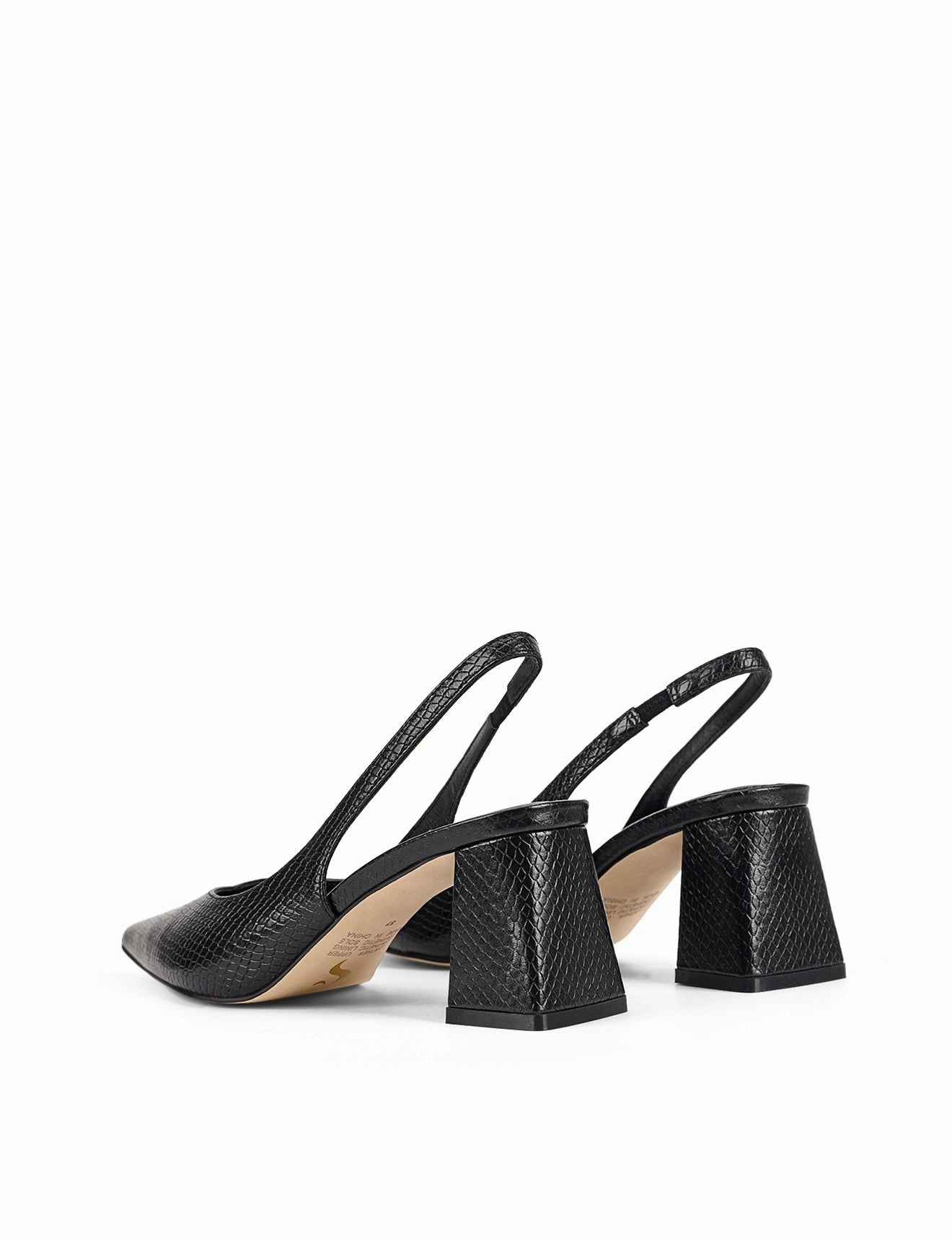 Date Day Rest Day Yankee Slingback Block Heel - Black Snake Leather