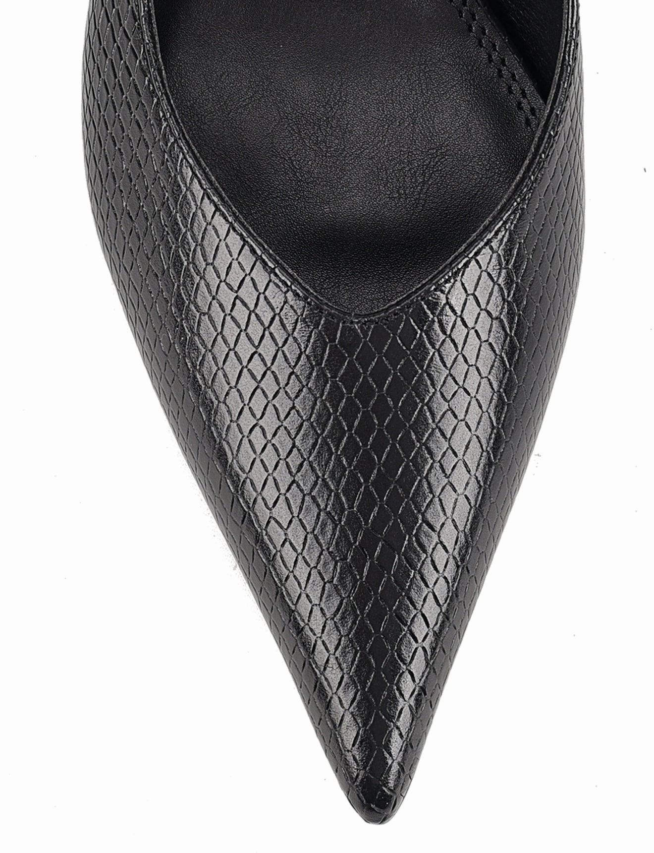 Yankee Slingback Block Heel - Black Snake Leather Summer Light Toe Step