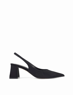 Step Over Yankee Slingback Block Heel - Black Suede