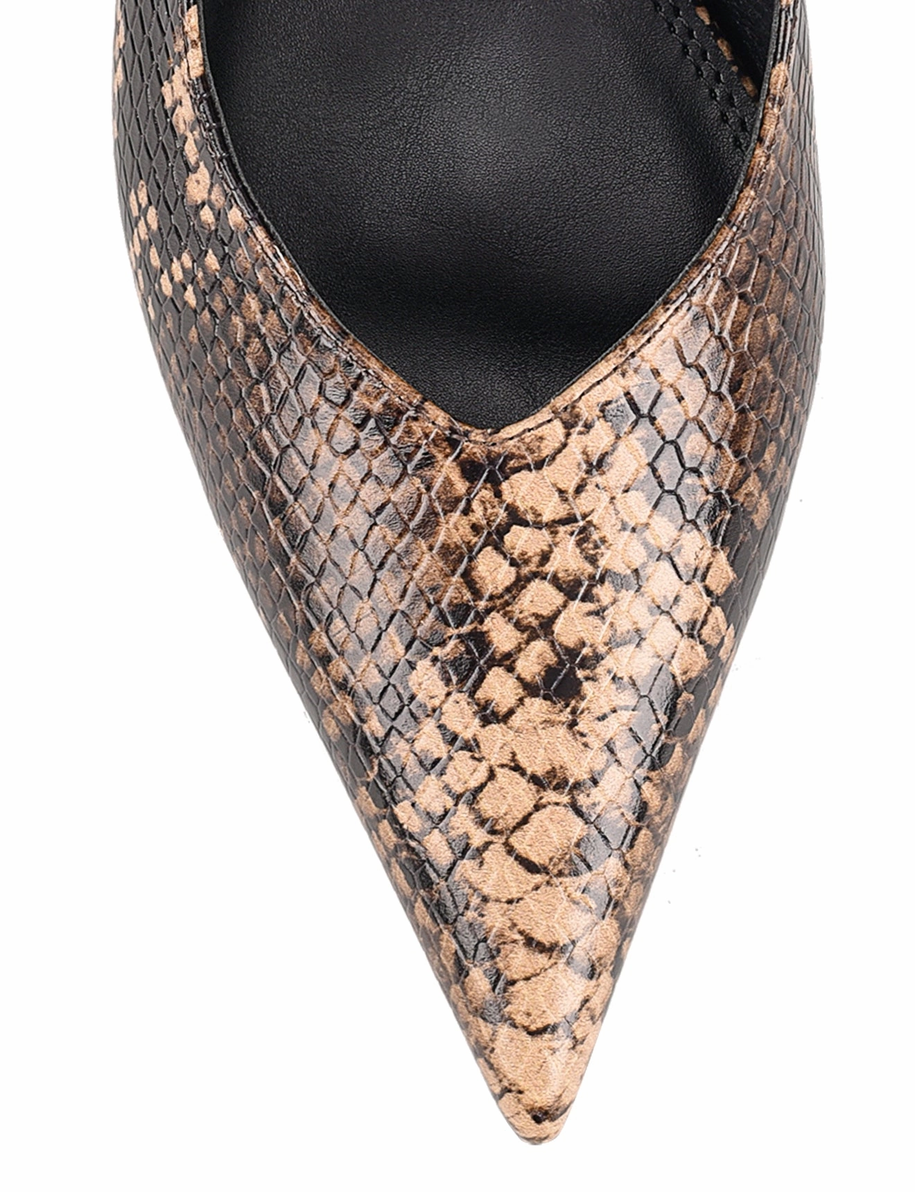Yankee Slingback Block Heel - Brown Snake Leather Tone Friend Style Refresh