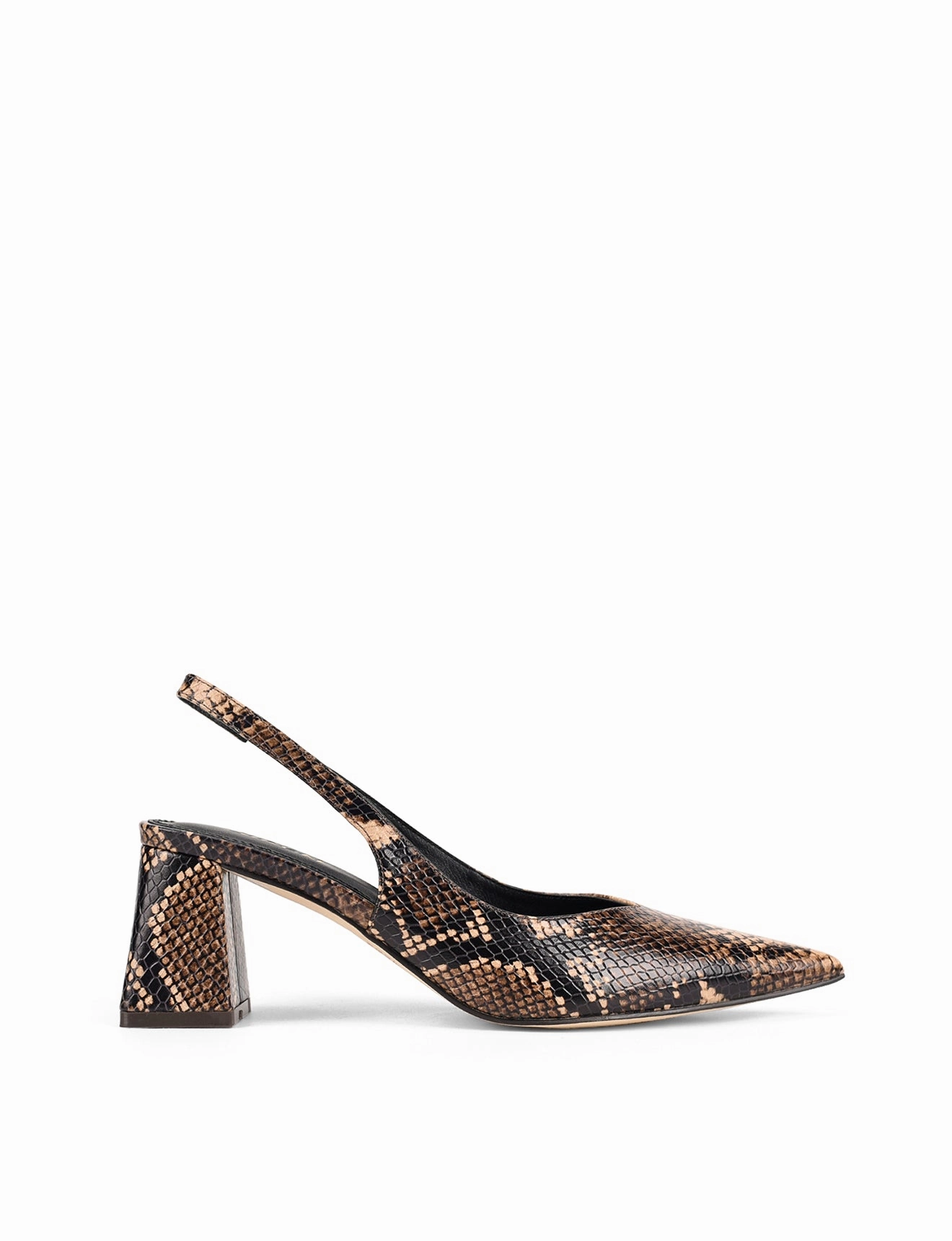 Step Around Yankee Slingback Block Heel - Brown Snake Leather