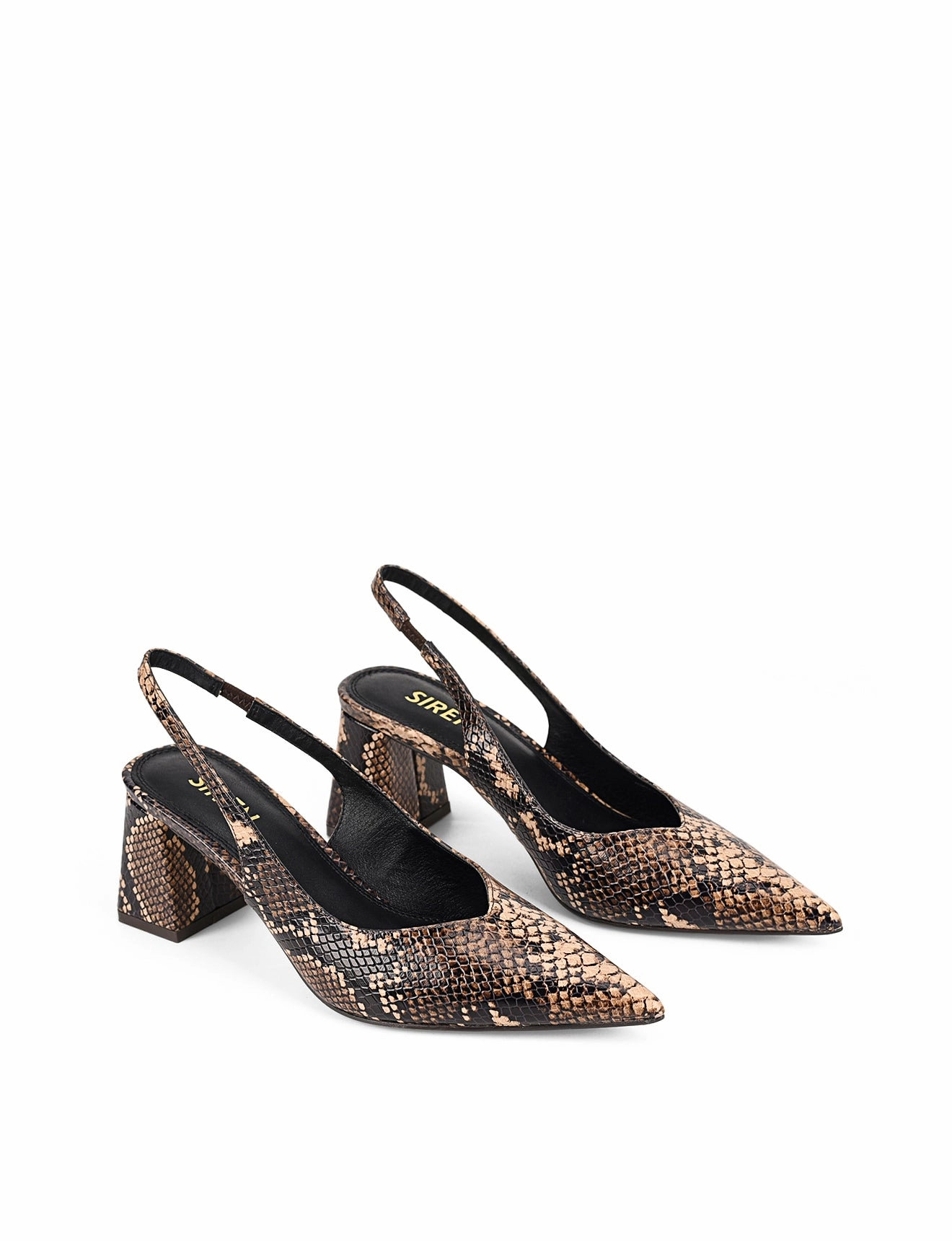 Yankee Slingback Block Heel - Brown Snake Leather Step In