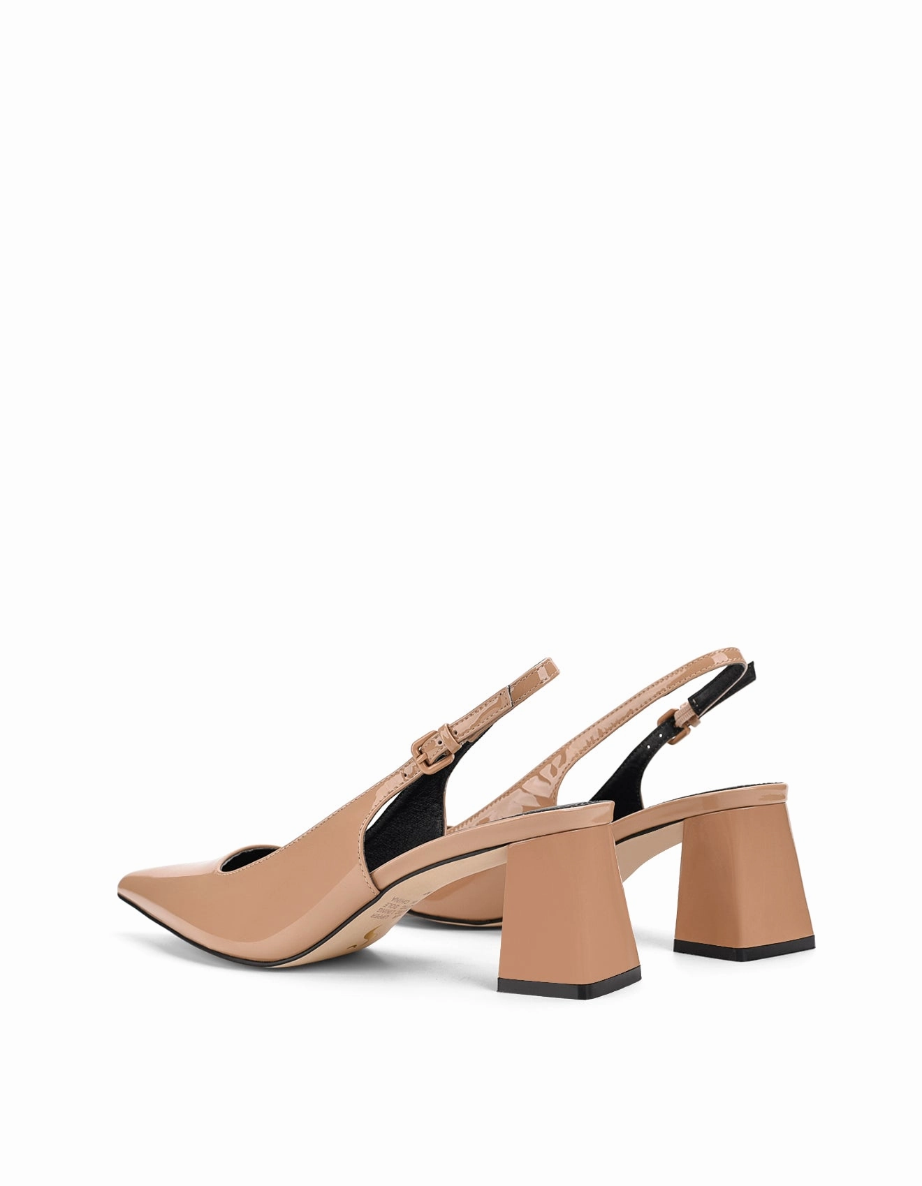 Yarra Pointed Toe Slingbacks - Almond Tan Patent Leather Active Walk Shock Absorbing