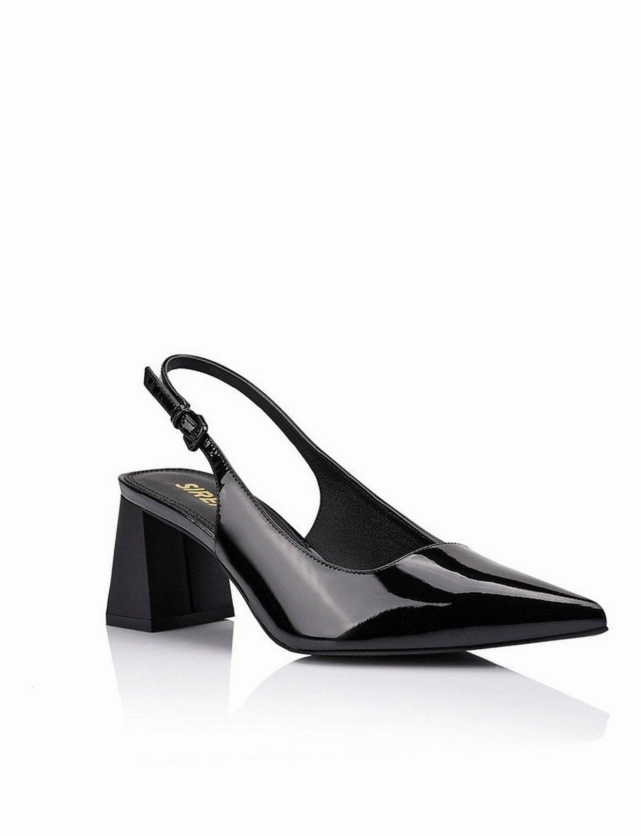 Daily Pair Heel Guard Yarra Pointed Toe Slingbacks - Black Patent Leather