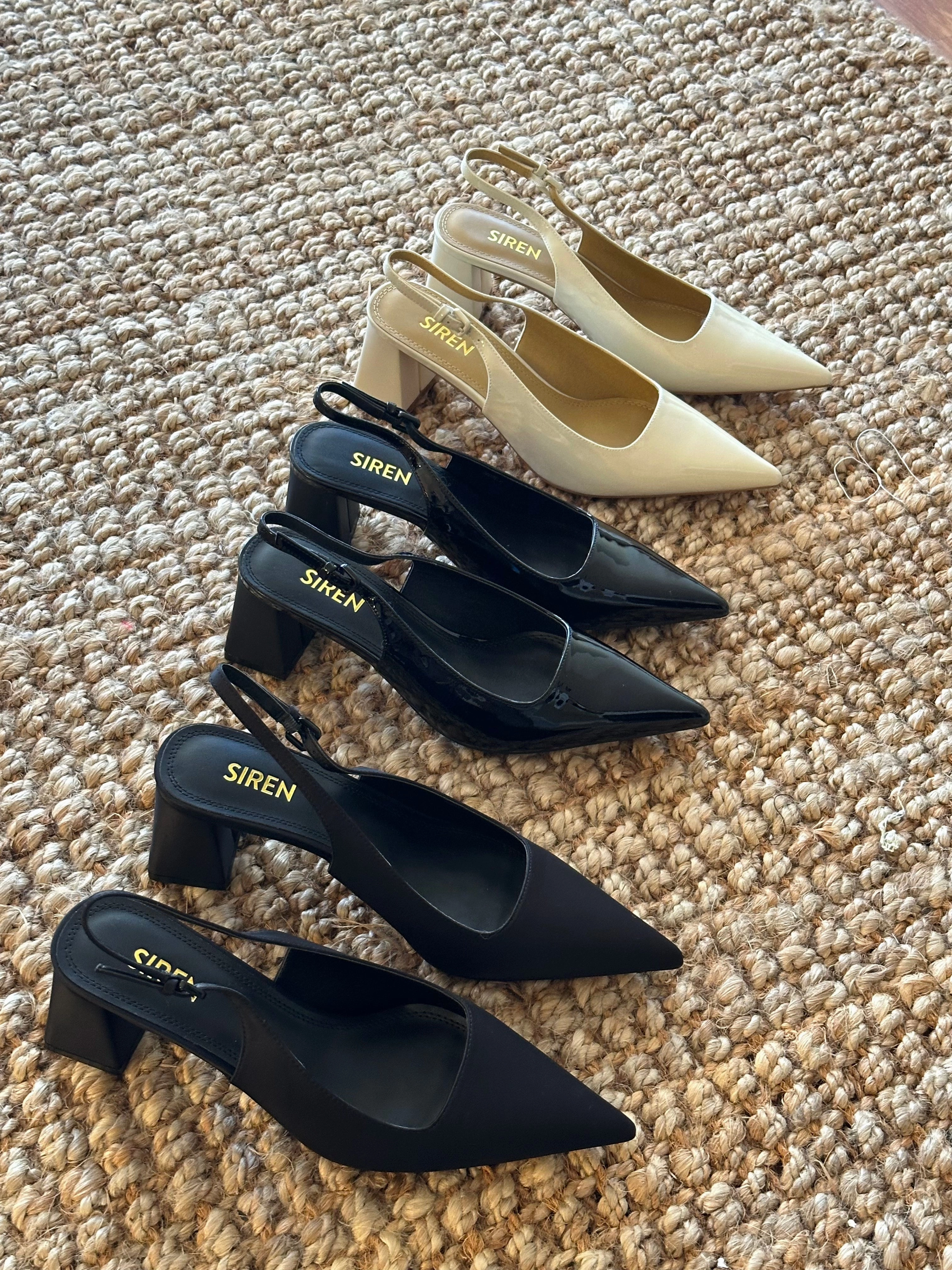 Yarra Pointed Toe Slingbacks - Black Patent Leather Comfortable fit Run Day