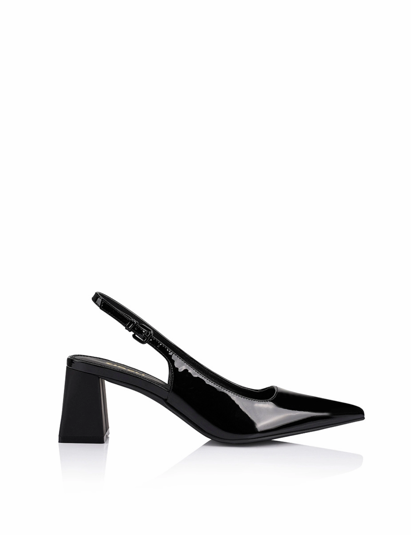Spin Step Yarra Pointed Toe Slingbacks - Black Patent Leather